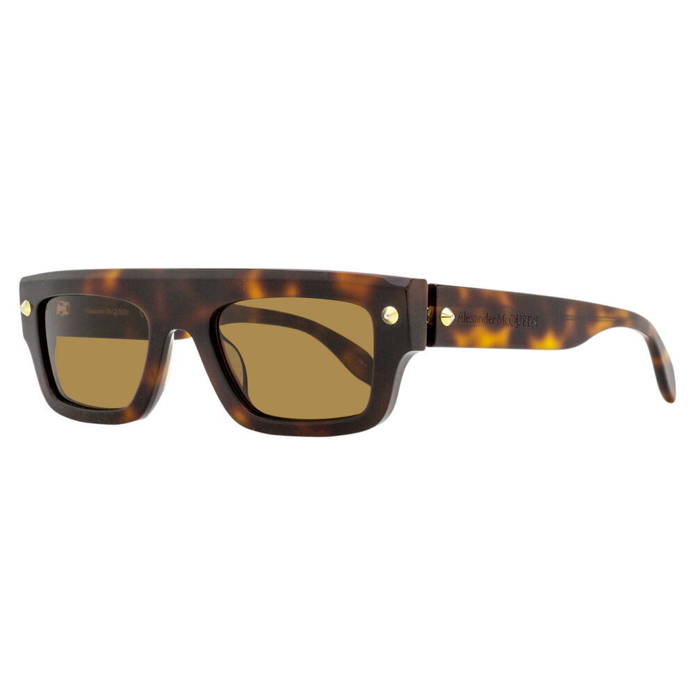 Alexander McQueen Flat Top Rectangular Sunglasses AM0427S 002 Havana 52mm